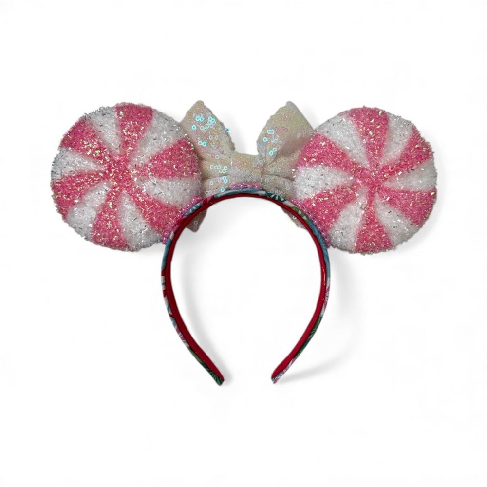Pink Peppermint Minnie Mouse Ears - Picture 2 of 4